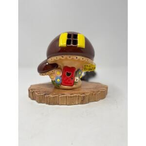 Vintage Mushroom Nightlight The Bug House Glazed Ceramic Brown/Yellow/Red WORKS‎